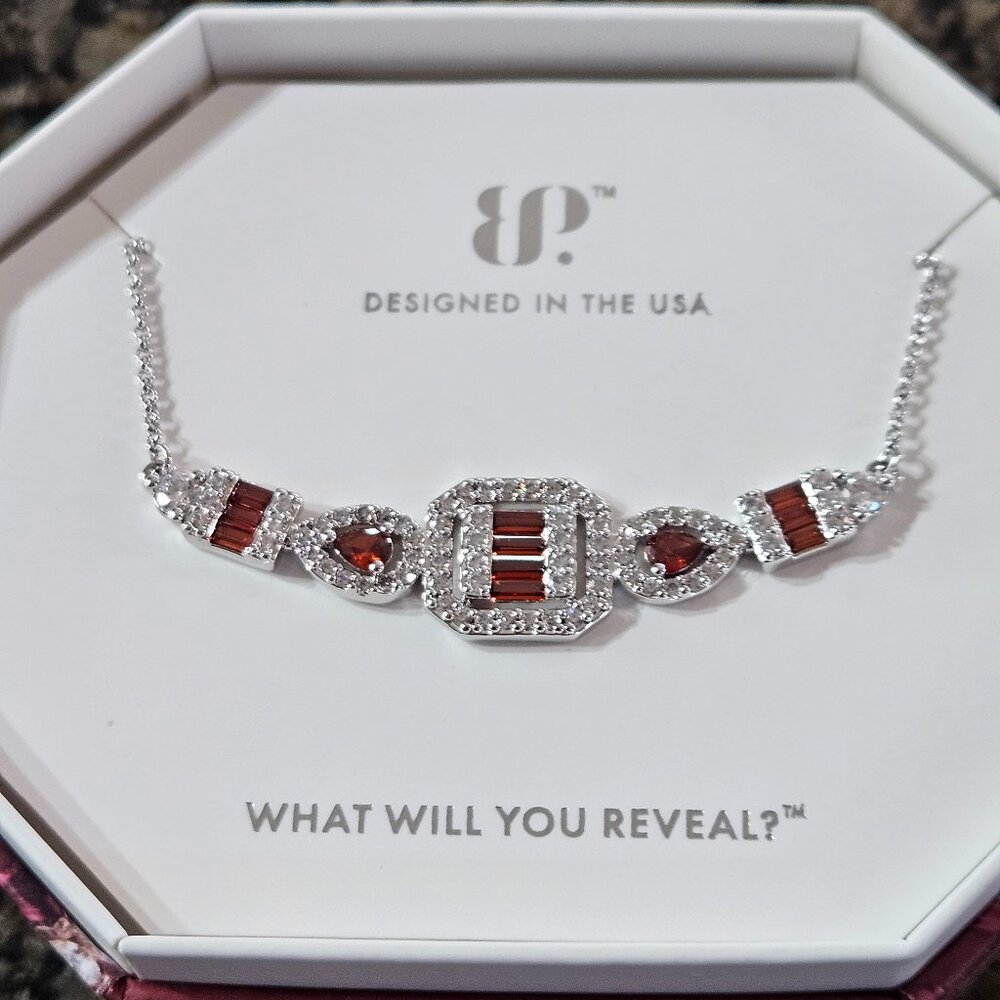 Bomb Party RBP8583 "Inner Radiance" Garnet Cubic Zirconia January Necklace